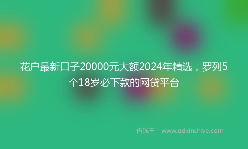 花户最新口子20000元大额2024年精选，罗列5个18岁必下款的网贷平台