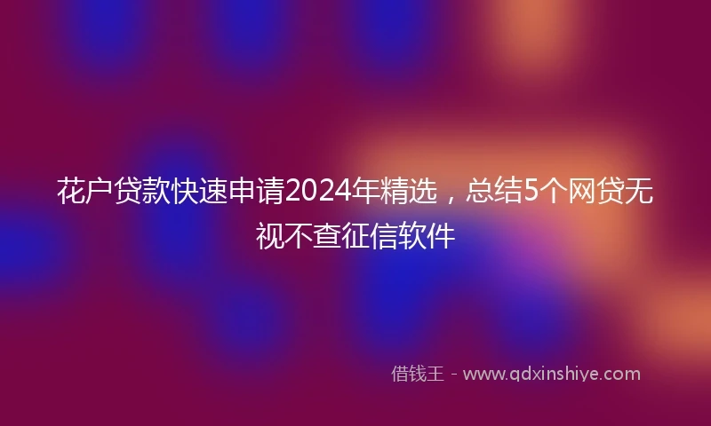 花户贷款快速申请2024年精选，总结5个网贷无视不查征信软件