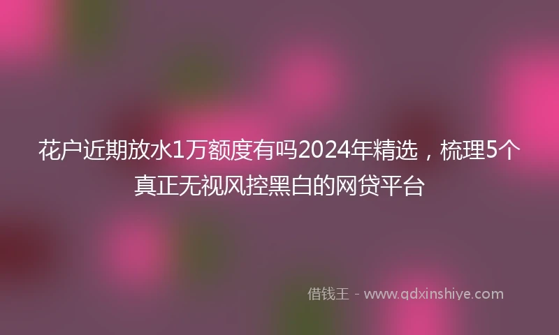 花户近期放水1万额度有吗2024年精选，梳理5个真正无视风控黑白的网贷平台