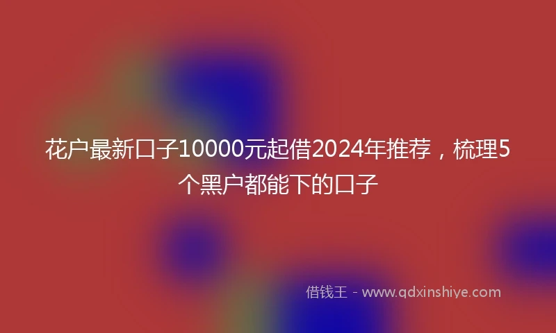 花户最新口子10000元起借2024年推荐，梳理5个黑户都能下的口子