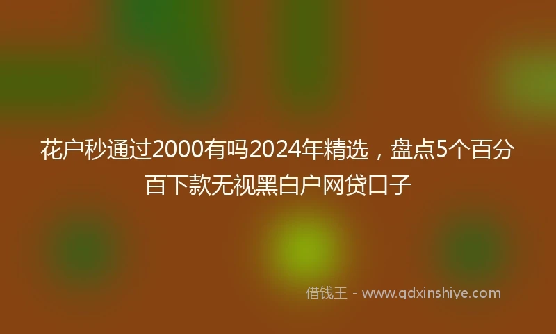 花户秒通过2000有吗2024年精选，盘点5个百分百下款无视黑白户网贷口子