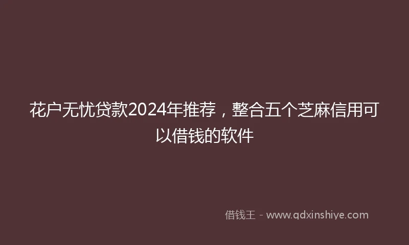 花户无忧贷款2024年推荐，整合五个芝麻信用可以借钱的软件