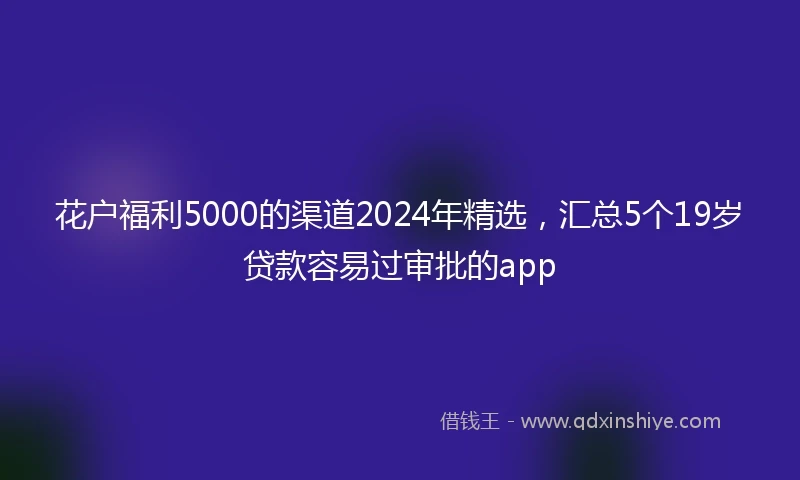 花户福利5000的渠道2024年精选，汇总5个19岁贷款容易过审批的app