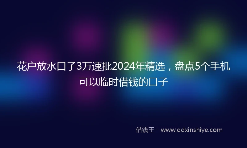 花户放水口子3万速批2024年精选，盘点5个手机可以临时借钱的口子