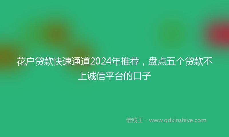 花户贷款快速通道2024年推荐，盘点五个贷款不上诚信平台的口子