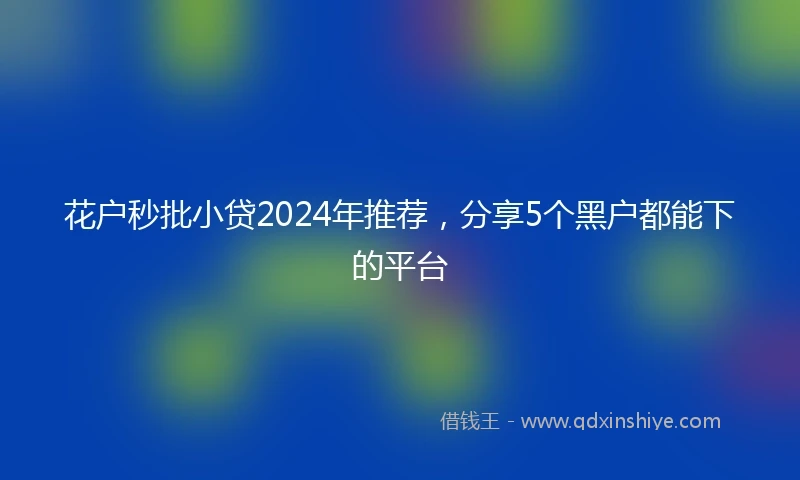 花户秒批小贷2024年推荐，分享5个黑户都能下的平台