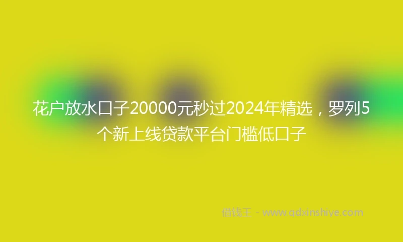 花户放水口子20000元秒过2024年精选，罗列5个新上线贷款平台门槛低口子