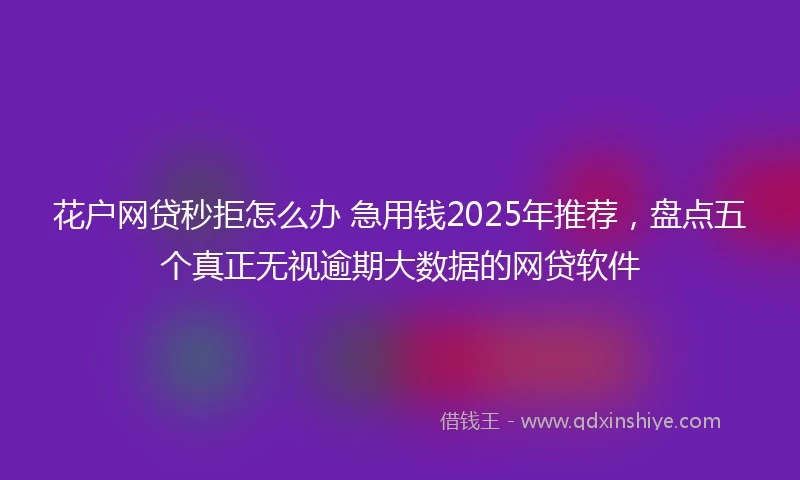 花户网贷秒拒怎么办 急用钱2025年推荐，盘点五个真正无视逾期大数据的网贷软件