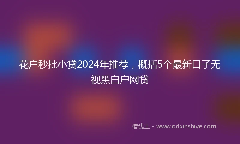 花户秒批小贷2024年推荐，概括5个最新口子无视黑白户网贷