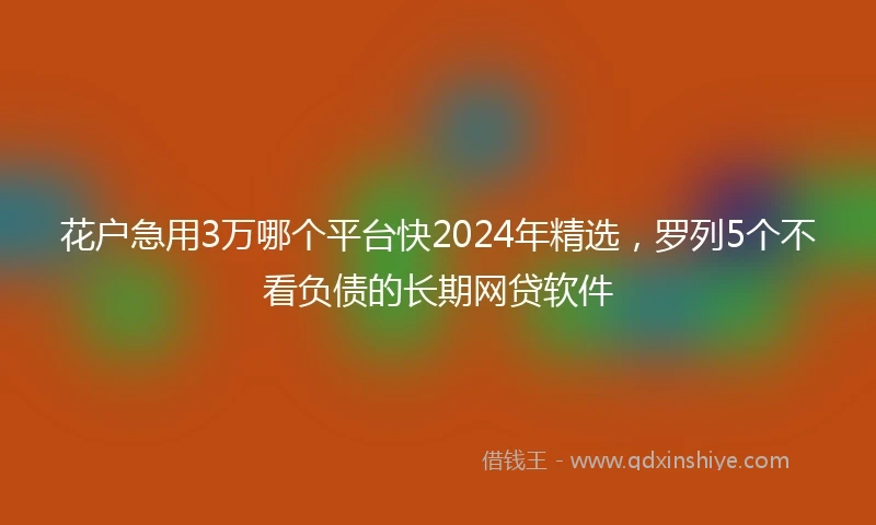 花户急用3万哪个平台快2024年精选,罗列5个不看负债的长期网贷软件