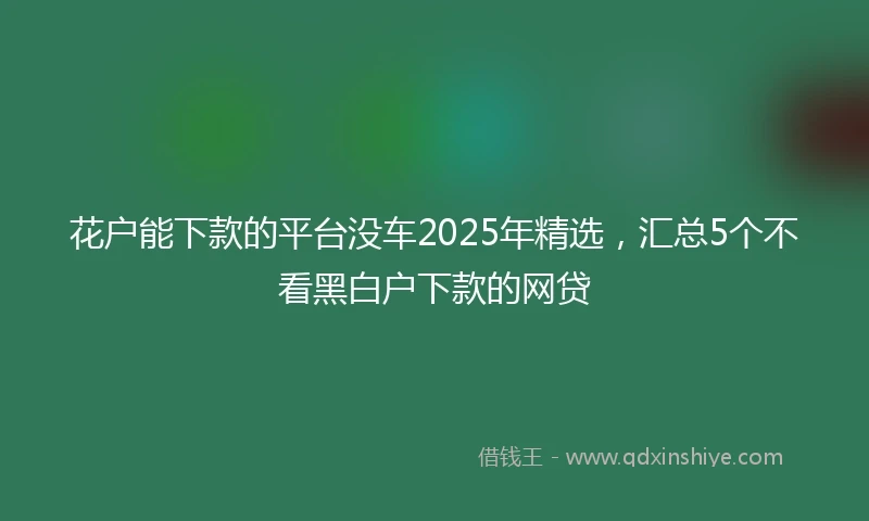 花户能下款的平台没车2025年精选，汇总5个不看黑白户下款的网贷