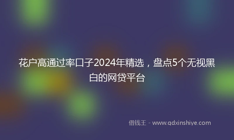 花户高通过率口子2024年精选，盘点5个无视黑白的网贷平台