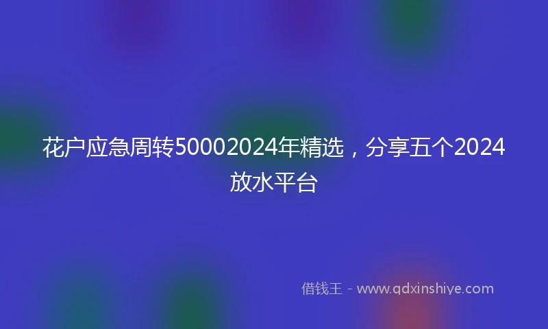 花户应急周转50002024年精选，分享五个2024放水平台