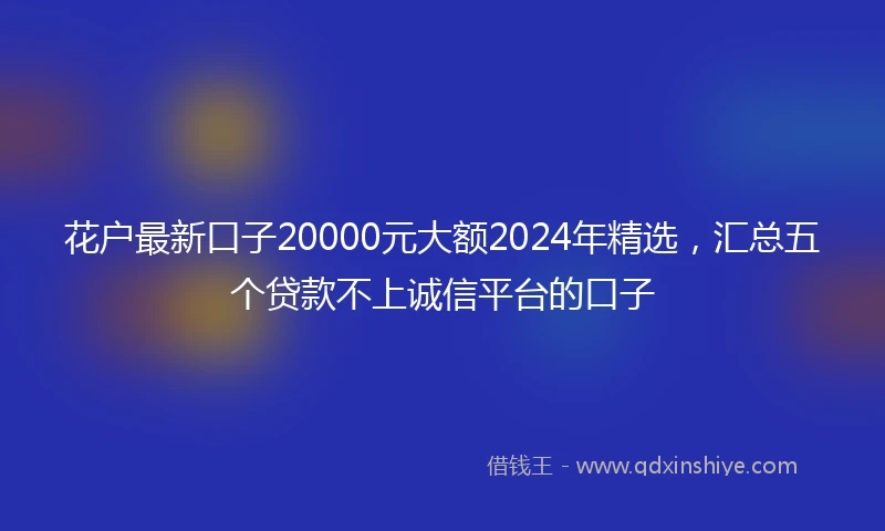 花户最新口子20000元大额2024年精选，汇总五个贷款不上诚信平台的口子