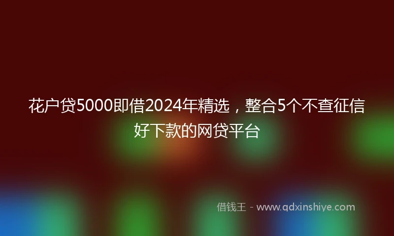 花户贷5000即借2024年精选，整合5个不查征信好下款的网贷平台