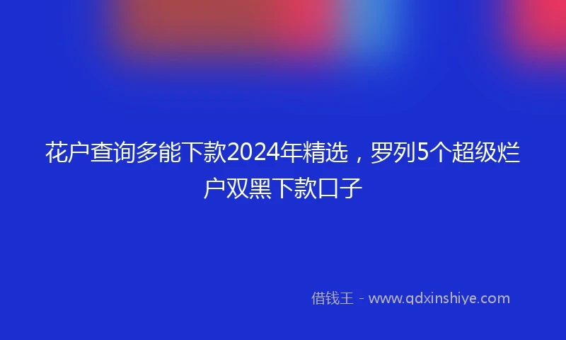 花户查询多能下款2024年精选，罗列5个超级烂户双黑下款口子