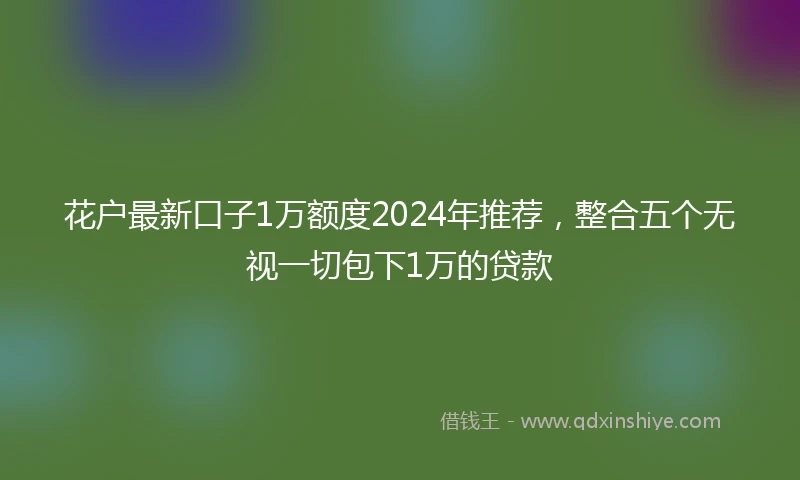花户最新口子1万额度2024年推荐，整合五个无视一切包下1万的贷款