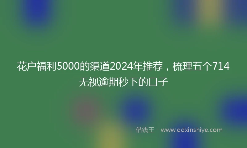 花户福利5000的渠道2024年推荐，梳理五个714无视逾期秒下的口子