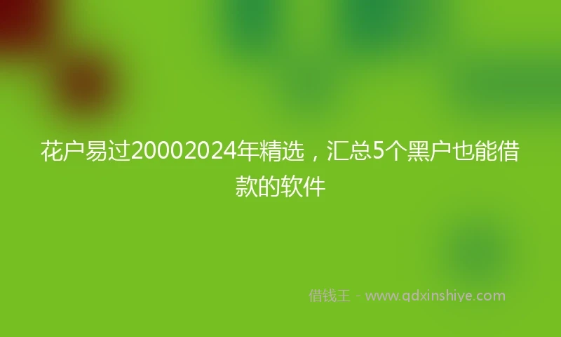 花户易过20002024年精选，汇总5个黑户也能借款的软件