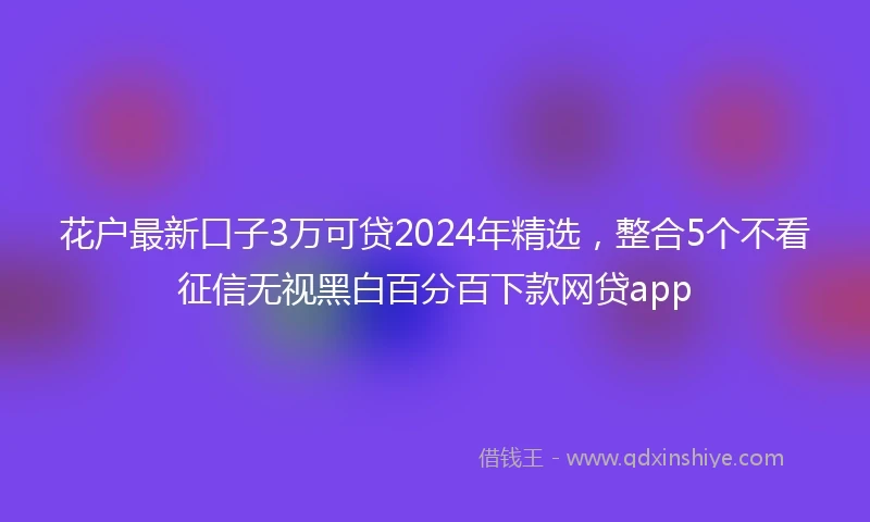 花户最新口子3万可贷2024年精选，整合5个不看征信无视黑白百分百下款网贷app