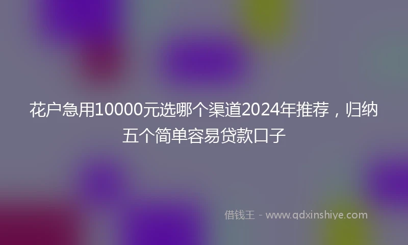 花户急用10000元选哪个渠道2024年推荐，归纳五个简单容易贷款口子