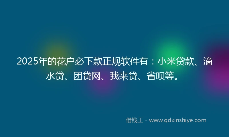 2025年的花户必下款正规软件有:小米贷款、滴水贷、团贷网、我来贷、省呗等。
