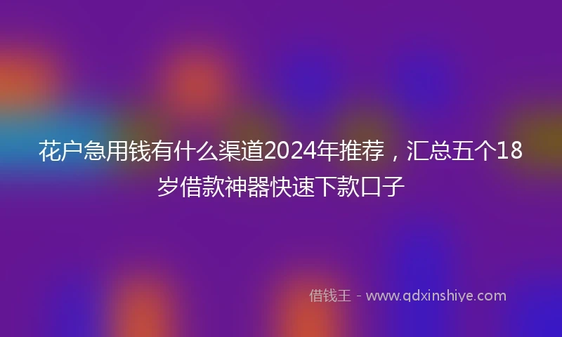 花户急用钱有什么渠道2024年推荐，汇总五个18岁借款神器快速下款口子