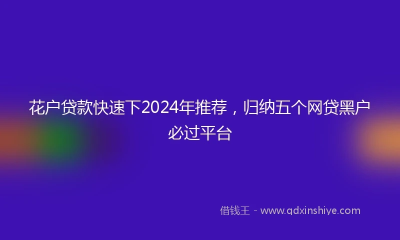 花户贷款快速下2024年推荐，归纳五个网贷黑户必过平台