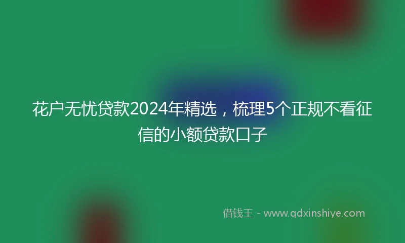 花户无忧贷款2024年精选，梳理5个正规不看征信的小额贷款口子