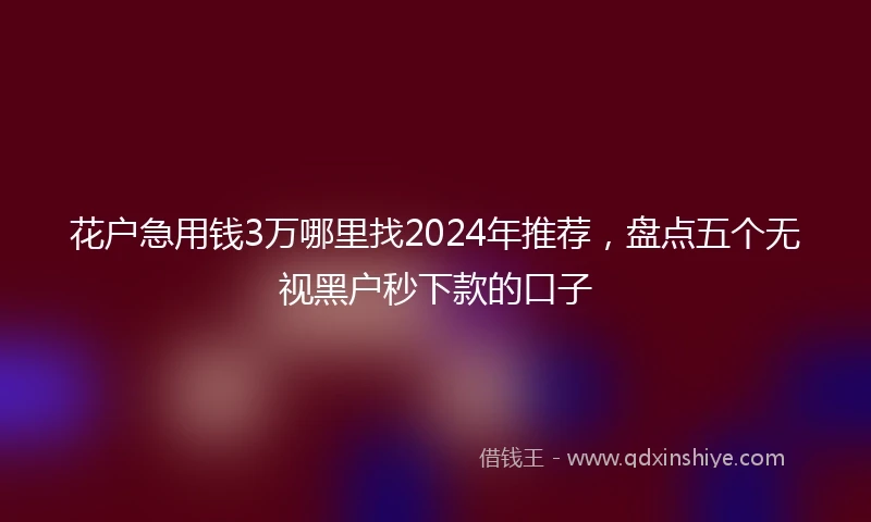 花户急用钱3万哪里找2024年推荐,盘点五个无视黑户秒下款的口子
