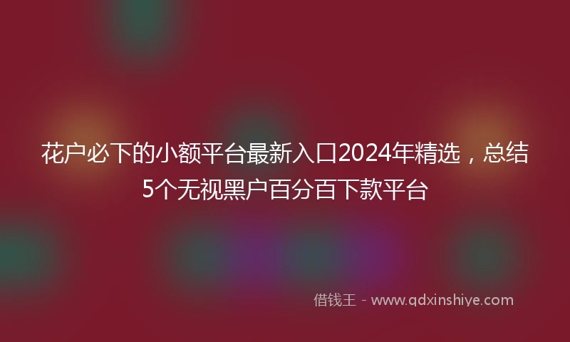 花户必下的小额平台最新入口2024年精选，总结5个无视黑户百分百下款平台