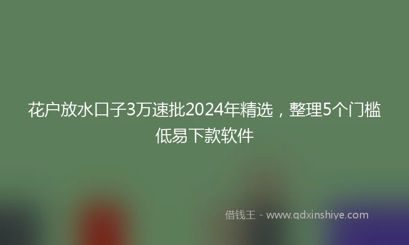 花户放水口子3万速批2024年精选，整理5个门槛低易下款软件
