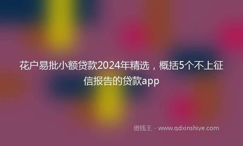 花户易批小额贷款2024年精选，概括5个不上征信报告的贷款app