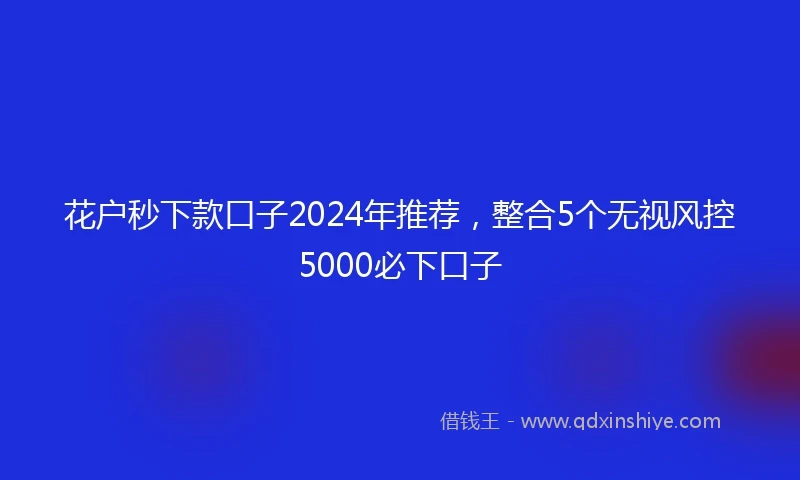 花户秒下款口子2024年推荐，整合5个无视风控5000必下口子