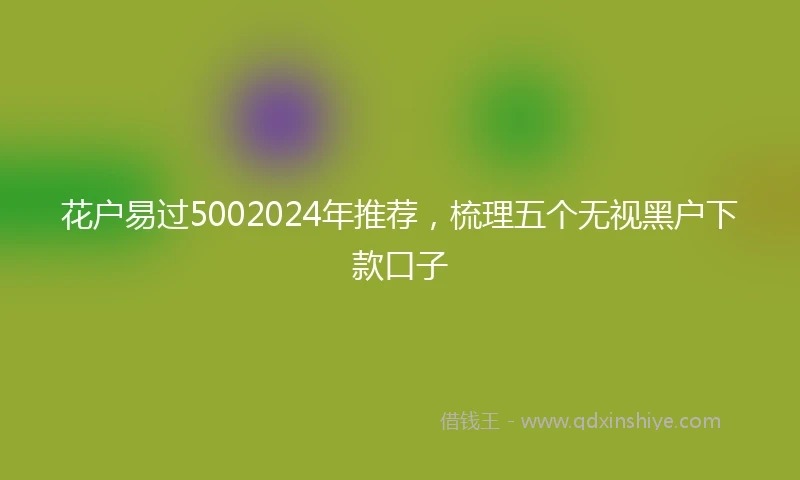 花户易过5002024年推荐，梳理五个无视黑户下款口子