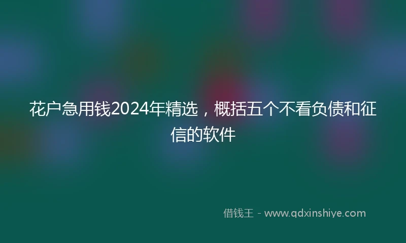 花户急用钱2024年精选，概括五个不看负债和征信的软件