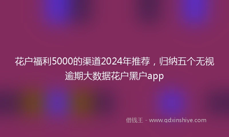 花户福利5000的渠道2024年推荐，归纳五个无视逾期大数据花户黑户app