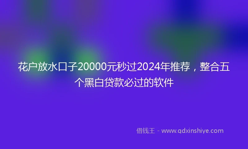 花户放水口子20000元秒过2024年推荐，整合五个黑白贷款必过的软件