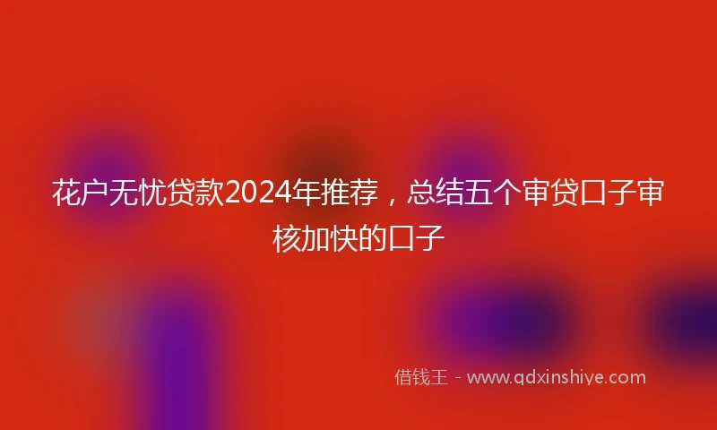 花户无忧贷款2024年推荐，总结五个审贷口子审核加快的口子
