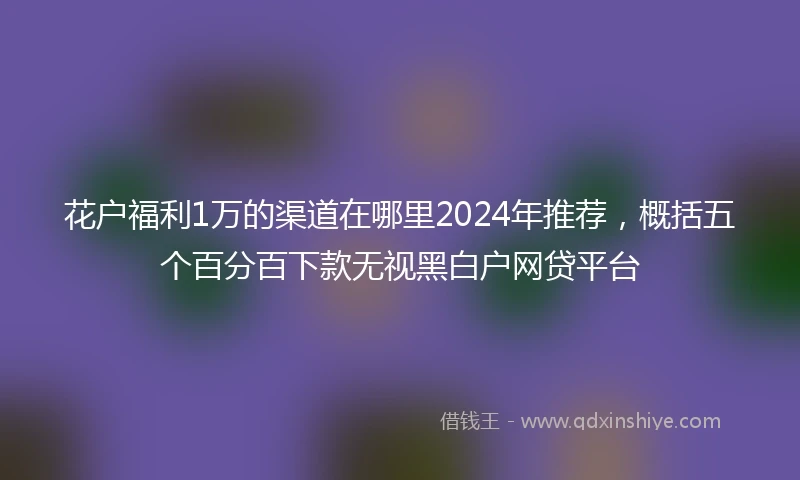 花户福利1万的渠道在哪里2024年推荐，概括五个百分百下款无视黑白户网贷平台