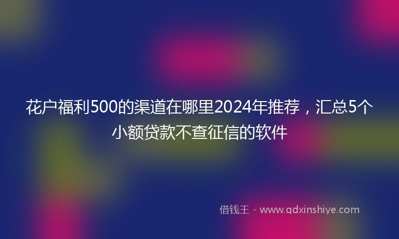 花户福利500的渠道在哪里2024年推荐，汇总5个小额贷款不查征信的软件