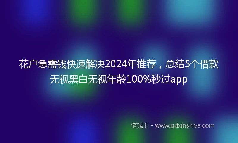 花户急需钱快速解决2024年推荐，总结5个借款无视黑白无视年龄100%秒过app