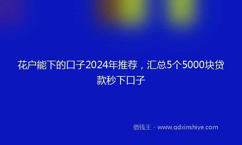 花户能下的口子2024年推荐，汇总5个5000块贷款秒下口子