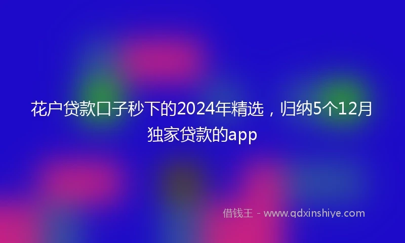 花户贷款口子秒下的2024年精选，归纳5个12月独家贷款的app