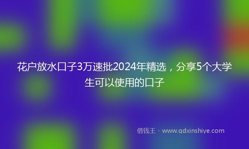 花户放水口子3万速批2024年精选，分享5个大学生可以使用的口子