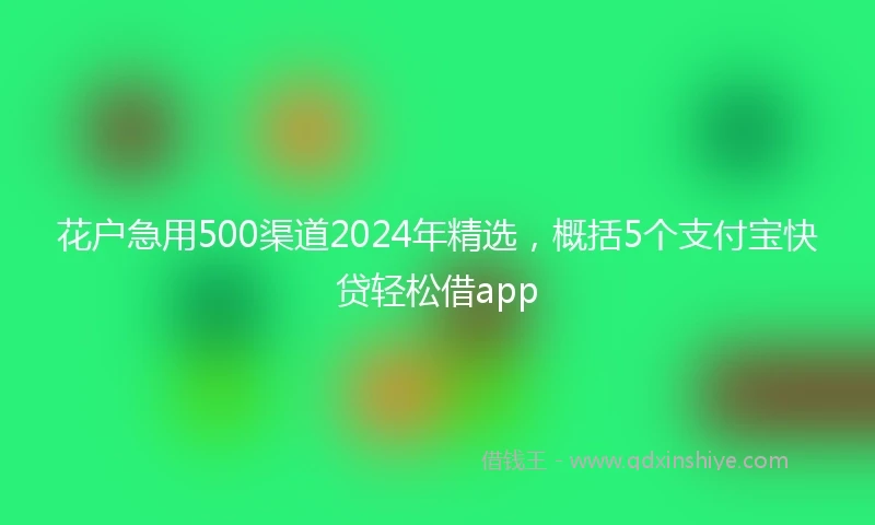 花户急用500渠道2024年精选，概括5个支付宝快贷轻松借app