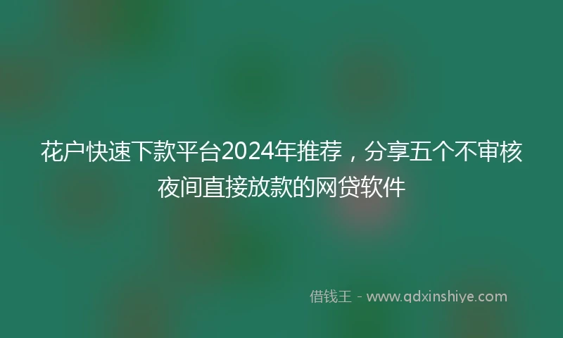 花户快速下款平台2024年推荐,分享五个不审核夜间直接放款的网贷软件