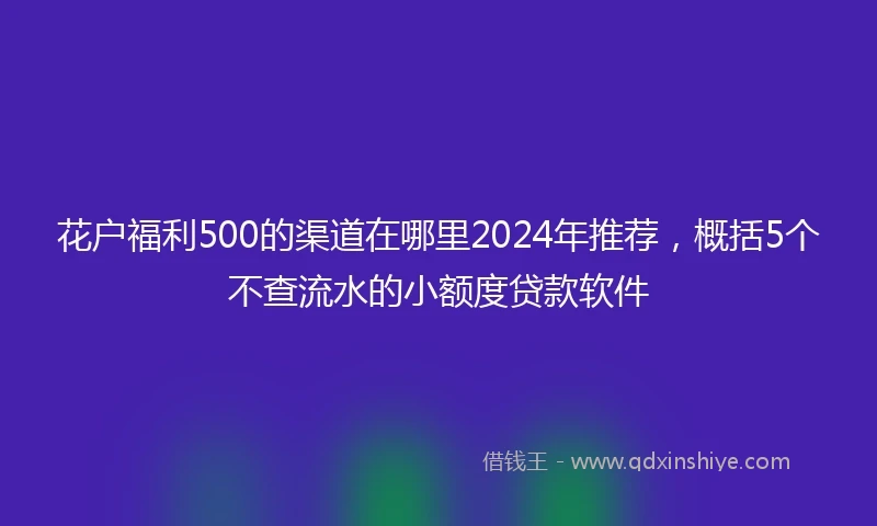 花户福利500的渠道在哪里2024年推荐，概括5个不查流水的小额度贷款软件