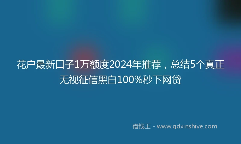 花户最新口子1万额度2024年推荐，总结5个真正无视征信黑白100%秒下网贷
