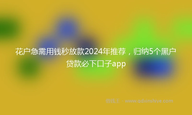花户急需用钱秒放款2024年推荐，归纳5个黑户贷款必下口子app